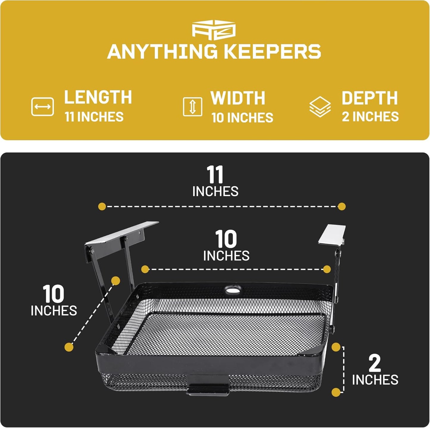 KEEPERS - Under Desk Drawer Slide Out – Metal Under Desk Storage Drawer for Office, Home, RV, Kitchen – Slim Under Table Attachment with Easy DIY Mount - Under Desk Organizer - Fits in 11x10x2In