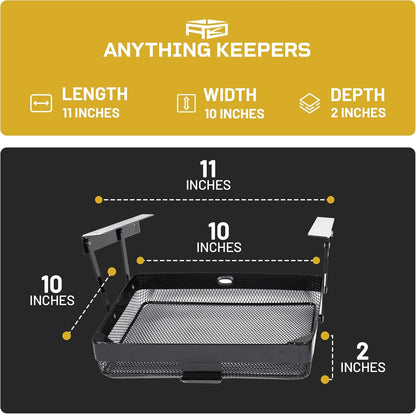 KEEPERS - Under Desk Drawer Slide Out – Metal Under Desk Storage Drawer for Office, Home, RV, Kitchen – Slim Under Table Attachment with Easy DIY Mount - Under Desk Organizer - Fits in 11x10x2In