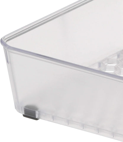 Spectrum Hexa 6 x 12 Drawer Organizer for Kitchen Utensils with Innovative Honeycomb Base Design, Silverware Tray for Cutlery and Flatware Storage, Bathroom Vanity or Desk Solution, Clear Frost
