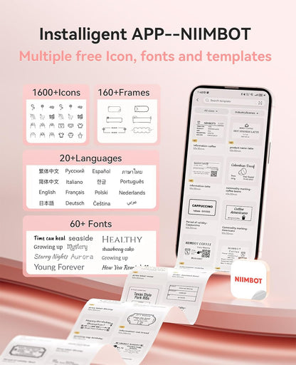 NIIMBOT B21 Pro Label Maker, 300DPI HD Label Printer, Ideal for Notes,Photos, Study Graphics, Memo Maker,50x30mm Label(Black)