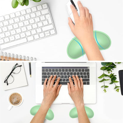 Dapesuom Keyboard Wrist Rest Set, Cute PU Leather Wrist Cushion for Computer Keyboard and Mousepad, Memory Foam Mouse Pad Rests Support with Non-Slip Base for Typing Pain Relief Laptop, Colonial White