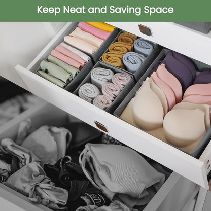 Criusia Drawer Organizer Clothes, 8 Pack Underwear Organizer, Foldable Closet Organizers and Storage Dresser Dividers for Clothes, Socks, Scarves, Ties (Gray)
