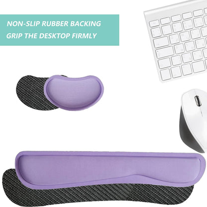 Keyboard Wrist Rest Mouse Wrist Support Set, Memory Foam Wrist Rest Pad for Computer Laptop Keyboard Mouse, Ergonomic Wrist Cushion Support for Typing Pain Relief, Gaming Home Office, Purple