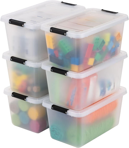 IRIS USA 18 QT Clear Storage Organizer with Removable Dividers, Stackable Plastic Storage Box with Lid, Modular Container for Crafts, Tools, Office & Pantry Organization