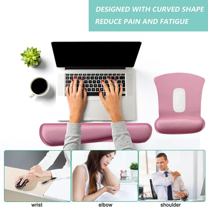 Keyboard Wrist Rest Pad Mouse Pad with Wrist Support Set of 3, Gaming Mousepad with Non-Slip Rubber Base, Ergonomic Memory Foam Mouse Cushion Support for Home Office Laptop Computer, Navy Blue