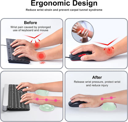 MOKURU Gel Keyboard and Mouse Wrist Rest Set, Comfort Ergonomic Wrist Support, for Wrist Pain Relief, Computer Keyboard Wrist Rest (Black)