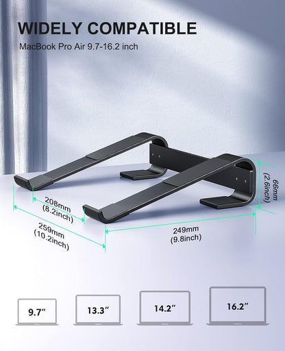 Soqool Laptop Stand for Desk,Aluminum Computer Stand for Cooling,Sturdy Stable Ergonomic Laptop Riser Compatible with MacBook Pro Stand Air/Dell/HP/Lenovo 10-16.2inch Notebook,Work Home Office