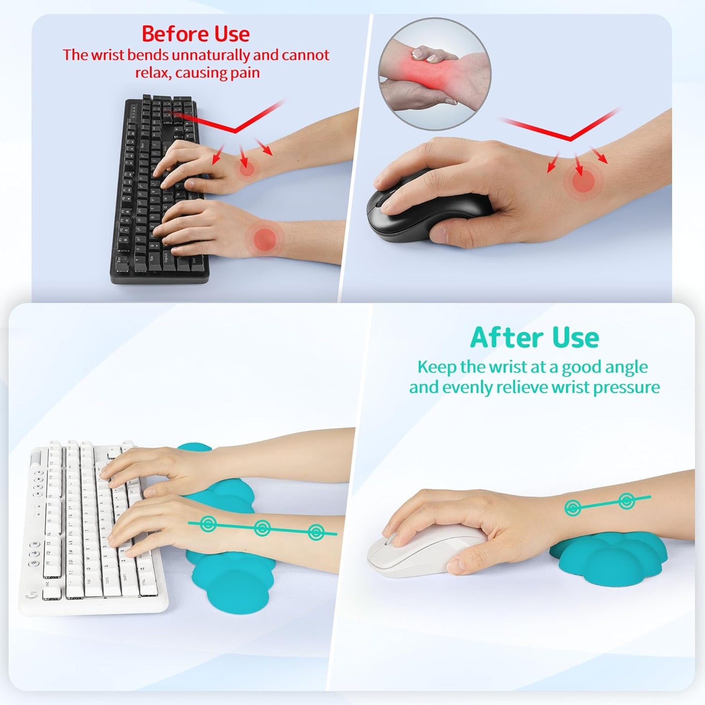 Sushret Cloud Wrist Rest Keyboard, Cloud Keyboard Wrist Pad Set with PU Leather Memory Foam, Cute Arm Rest for Palm Support, PC/Gaming Desk Accessories/Office Setup/Computer Hand Cushion - White