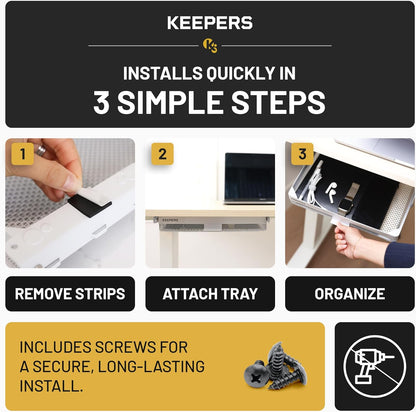 KEEPERS - Under Desk Drawer Slide Out – Metal Under Desk Storage Drawer for Office, Home, RV, Kitchen – Slim Under Table Attachment with Easy DIY Mount - Under Desk Organizer - Fits in 11x10x2In