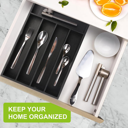 Unibambou Bamboo Utensil Drawer Organizer, Silverware Tray Organizer, Kitchen Drawer Organizer for Flatware Cutlery, (Natural, 3 Slots)