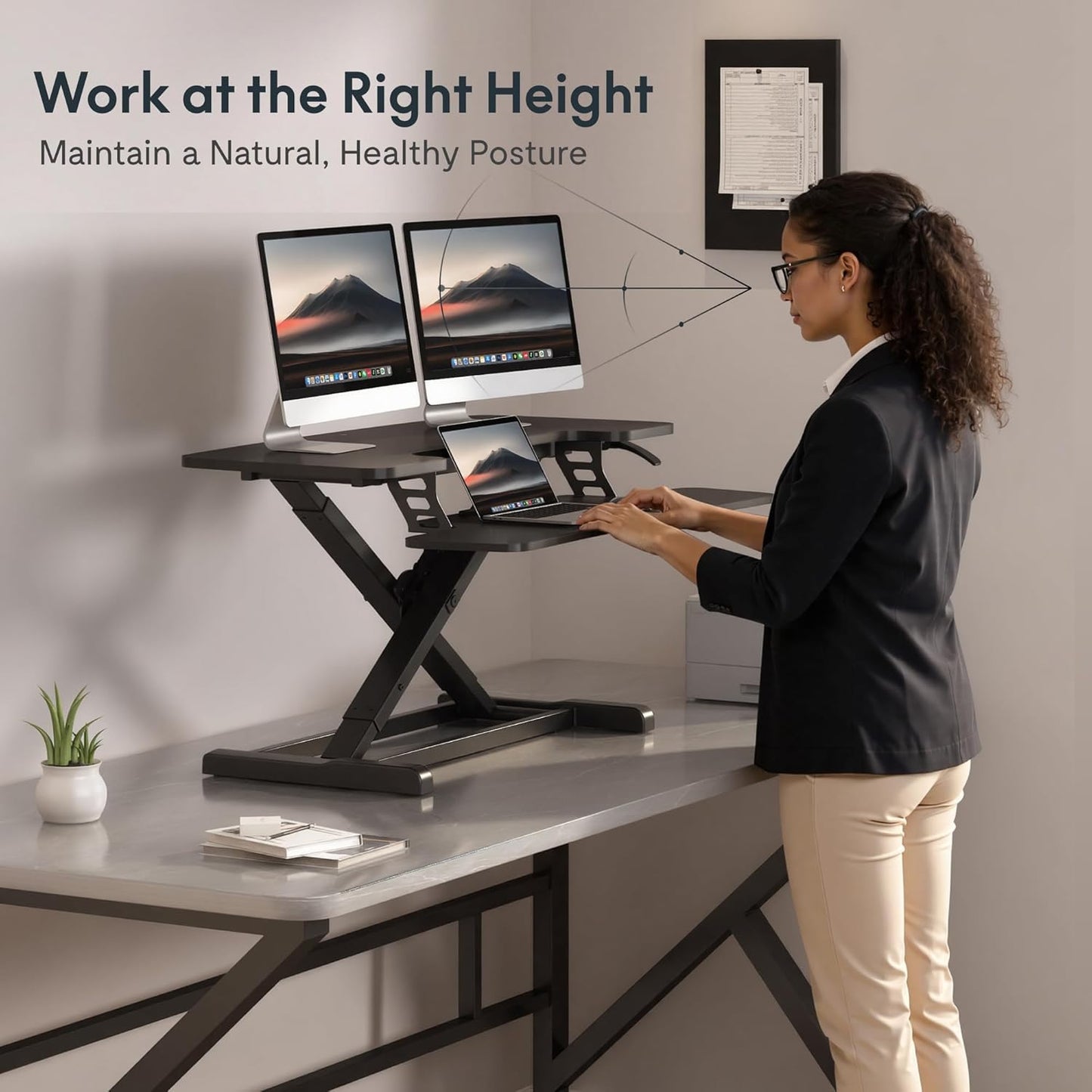 FLEXISPOT Standing Desk Converter 28" Desk Riser for Small Spaces, Compact Desktop Riser Sit Stand Computer Workstation, Stand Up Desk Converter for Laptop & Single Monitor, Black