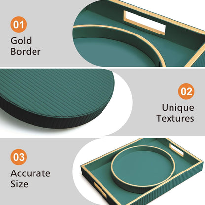 SANZIE Leather Tray Desktop Storage Organizer Premium Serving Tray Decorative Tray Valet Tray for Sundries Cosmetics Phone Wallet Cutlery (Black Holder)