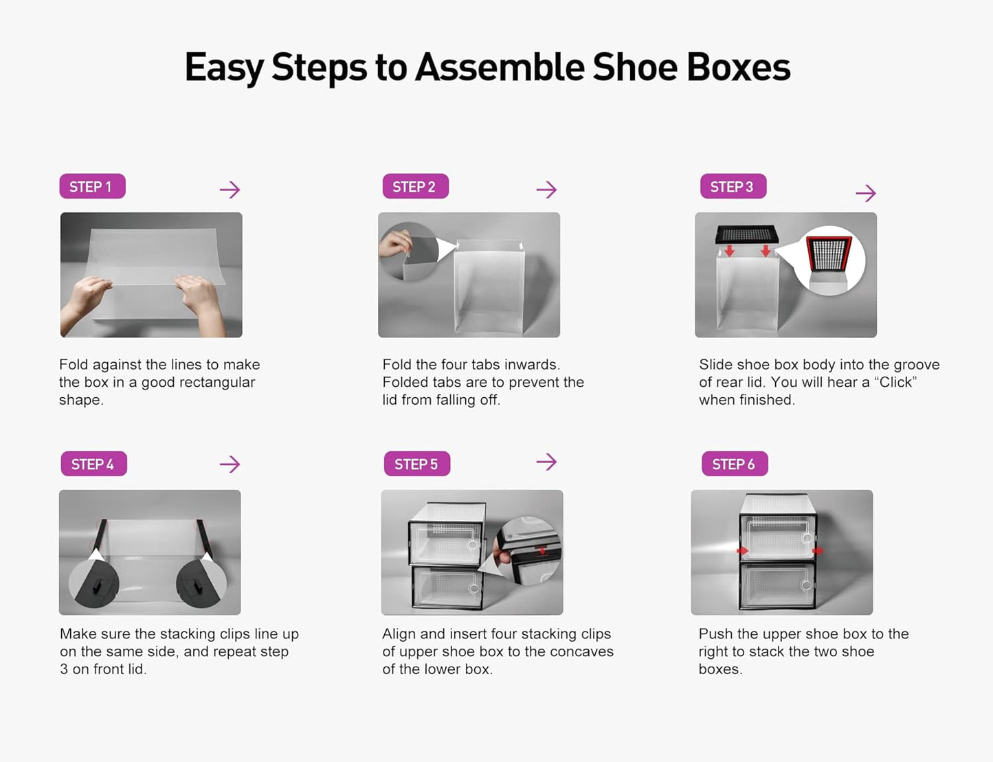 Kuject X-Large Shoe Storage Boxes Organizers Clear Plastic Stackable 12 Pack, Shoe Rack & Holder Substitute, Sneaker Containers, Toy Storage Organizer Bins for Entryway, Closet, Under Bed, Black