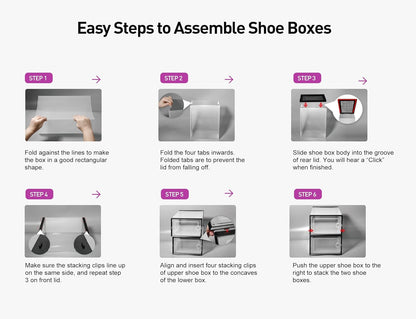 Kuject X-Large Shoe Storage Boxes Organizers Clear Plastic Stackable 12 Pack, Shoe Rack & Holder Substitute, Sneaker Containers, Toy Storage Organizer Bins for Entryway, Closet, Under Bed, Black