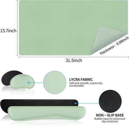 Wrist Rest for Computer Keyboard and Mouse, Ergonomic Design Wrist Support Pad for Keyboard, Soft Memory Foam Desk Pads Support Hand and Arm Easy Typing Pain Relief, 2 Piece Pad, Cream Pink