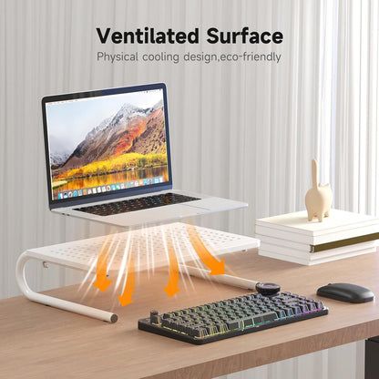 suptek Monitor Stand Riser for Computer,Laptop,Printer, Notebook and All Flat Screen Display with Vented Metal Platform and 4 Inches Height Underneath Storage (MST004)