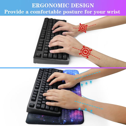 Computer Keyboard Stand with Wrist Rest, Ergonomic Tilted Keyboard Holder - Keyboard Riser with Wrist Pad - Keyboard Tray Support for Office Home - Black