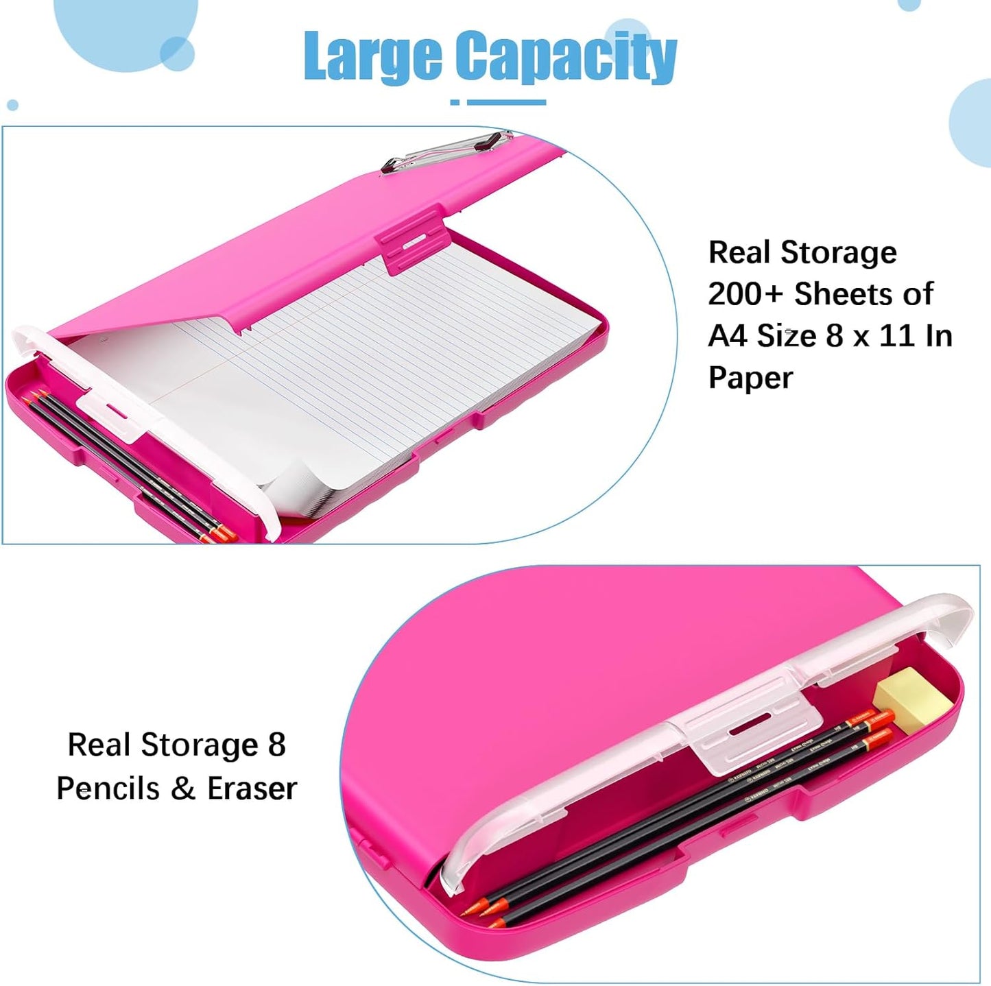 Hongri Clipboard with Storage with Pen Holder, Folder Nursing Clip Board 8.5 x 11 Foilo-Side Opening, High Capacity, Light Weight for Teachers, Classroom. Size 14 x 9.6 x 1.2 in(Pink)