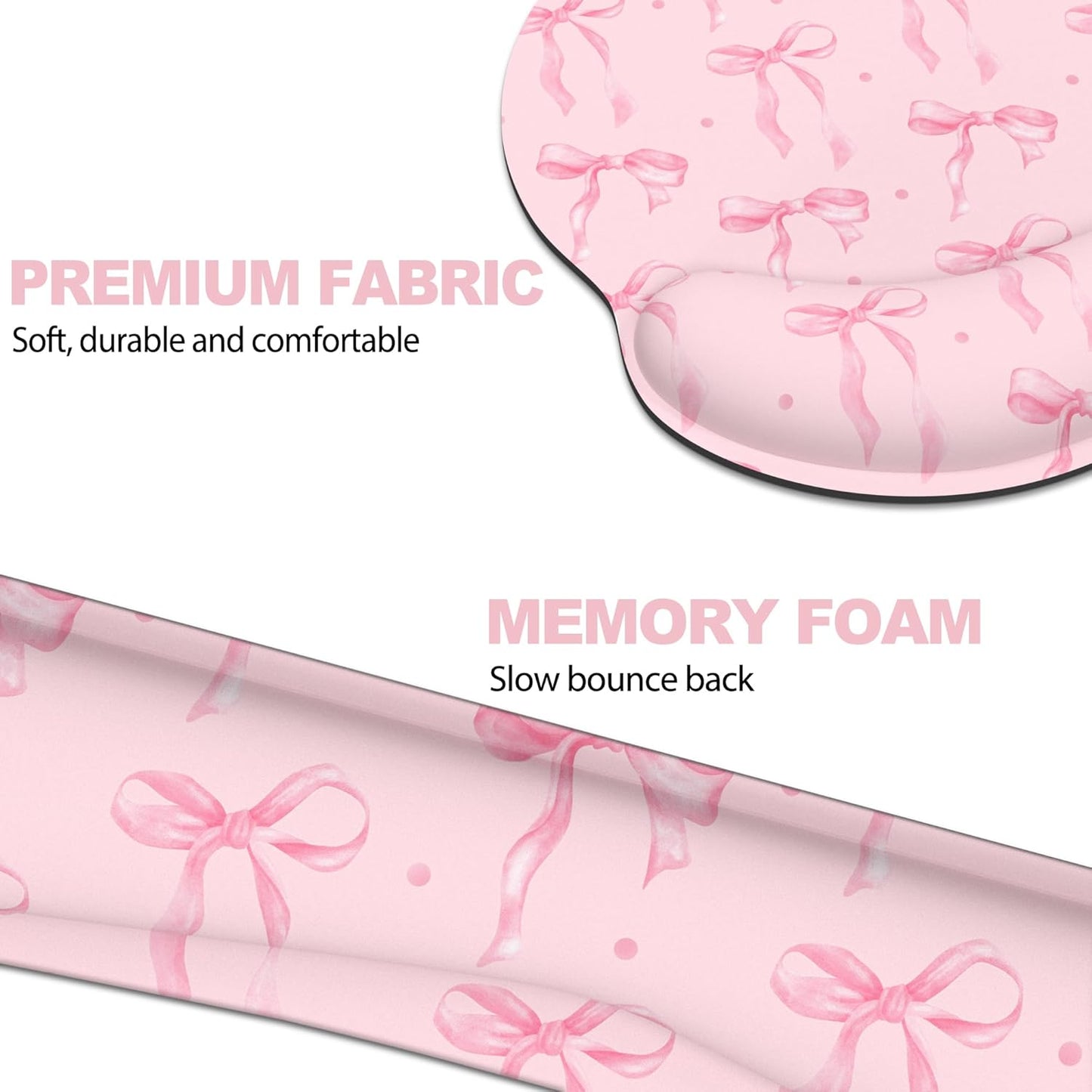Ergonomic Mouse Pad with Wrist Rest and Keyboard Wrist Rest, Memory Foam Wrist Rest for Computer Keyboard, Easy Typing, Pain Relief, Mouse Pad Wrist Support for Gaming,Office, Laptop, Black Flower
