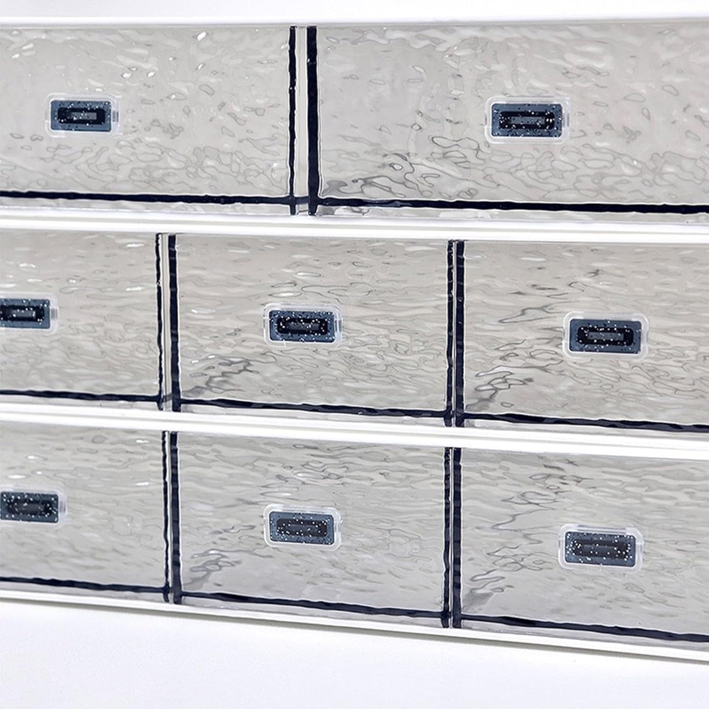 Desk Drawer Organizer, Stackable Plastic Storage Drawer, Grocery Organizer For Stationery/Office Supplies (Blue, 3 Compartment)