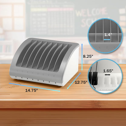 POCHAR 8-Device Universal Charging Station for Laptops & Chromebooks – Classroom Organization for iPads, Tablets & More, Ideal for Schools & Offices