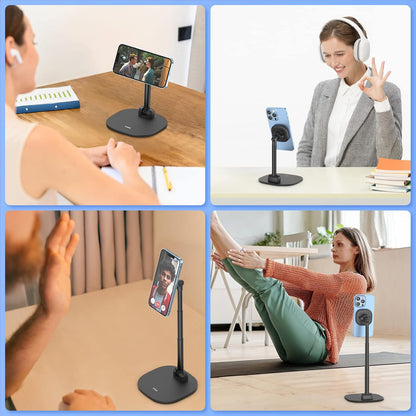 VRIG Magnetic Wireless Charger Phone Stand 360°Rotation Desktop Phone Holder Adjustable Cell Phone Stand for iPhone 17/17pro/16/15/14/13 Series Foldable Wireless Charging Station for Android/AirPod