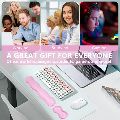 Gel Cloud Keyboard and Mouse Wrist Rest, Cute Wrist Support and Arm Support Keyboard Rest for Keyboard and Mouse Typing Pain Relief，Suitable for Office/Computer/Laptop/Gaming (Pink)