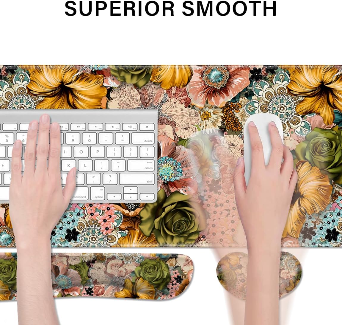 Desk Pad and Keyboard Wrist Rest, Large Mouse Pad + Keyboard Pad+Mouse Wrist Support, Non-Slip Desk Mat Protector for Office, Home 31.5×11.8 Inches Anime Dragon