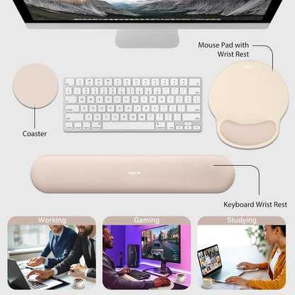 Sushret Mouse Pad and Keyboard Wrist Rest, 3-in-1 Gel Memory Foam Ergonomic Mouse Pad with Wrist Rest Set,Gaming Mousepad Arm Cushion Support for Computer Office Desk Accessories Cute Setup,Sage Green