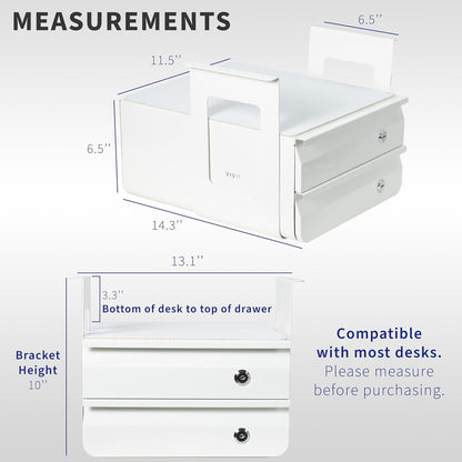 VIVO 13 Inch Under Desk Lockable Slide Out Drawer, Secure Home Office Storage Organizer, Steel, Black, DESK-AC03L-B