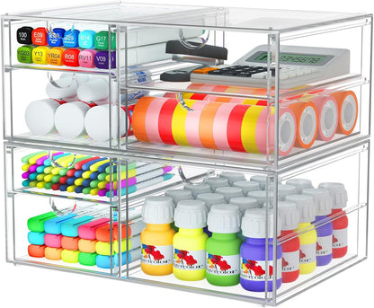 caktraie Versatile Acrylic Makeup Organizer, Drawer Organizer - Transparent Desktop Storage for Cosmetics, Office Supplies & More - Clear Organizer for Home & Office Use