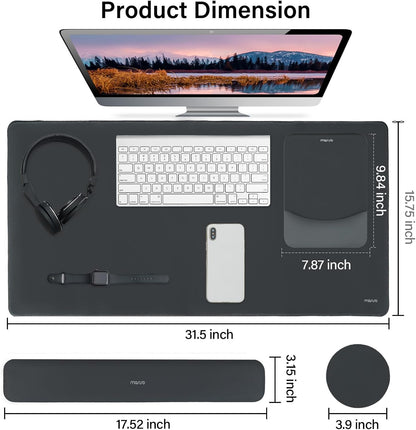MOSISO Keyboard Mouse Pad Set, Large Gaming Mouse Pad&Rectangular Keyboard Wrist Rest&Mousepad with Wrist Rest&Coaster, Ergonomic Non-Slip&Easy Typing Pad with Curved Silicone Lining, Antique Green