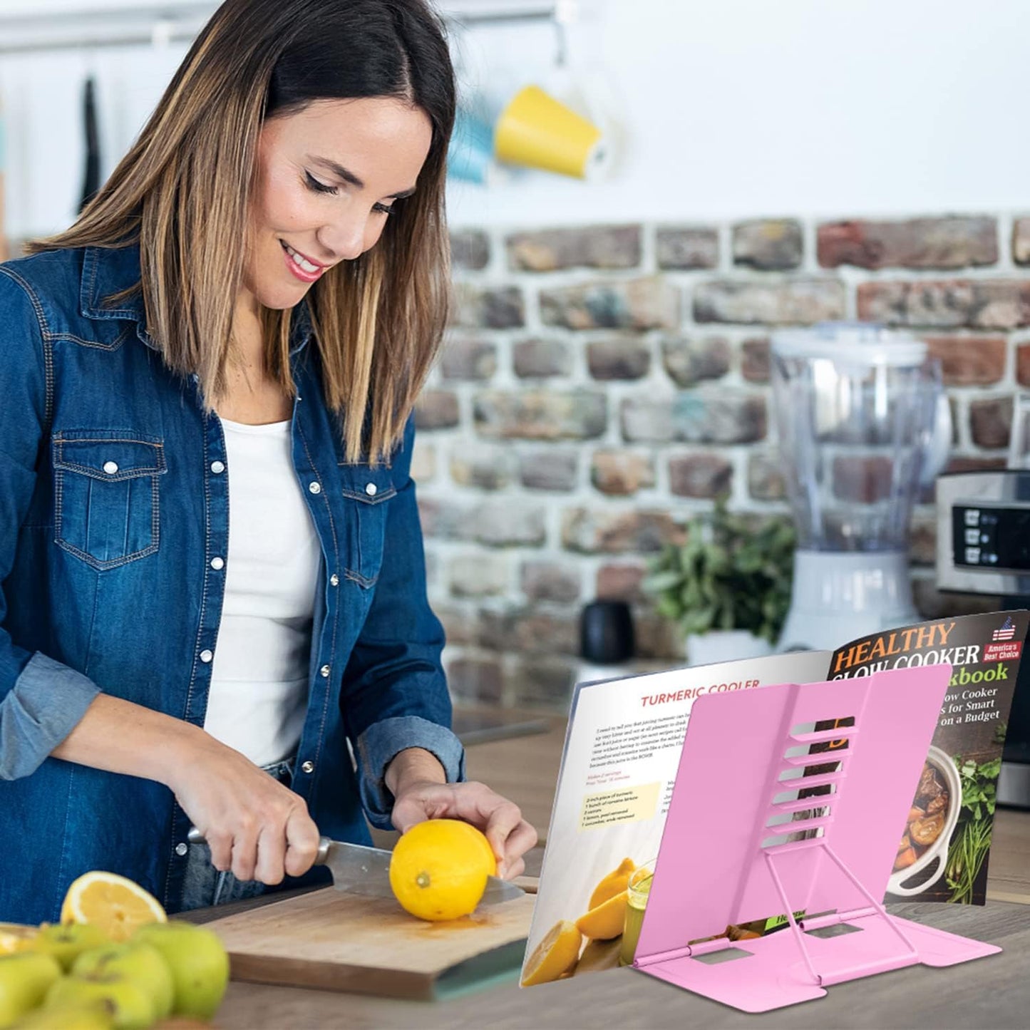 Honagu Metal Desk Book Holder, Hands Free Adjustable Cookbook & Document Holder, Portable Bookstand for Music Books, Textbooks, Recipes, Tablets & iPads (Purple)
