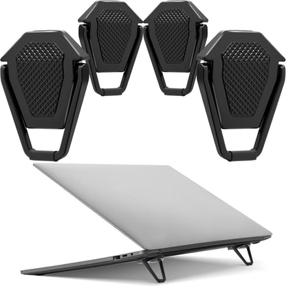 Konohan 4 Pieces Portable Keyboard Laptop Stand Mini Aluminum Keyboard Riser Foldable Cooling Laptop Kickstand Adjustable Lightweight Lifter for Desk Computer Laptops Notebooks 12-17 Inch(Silver)