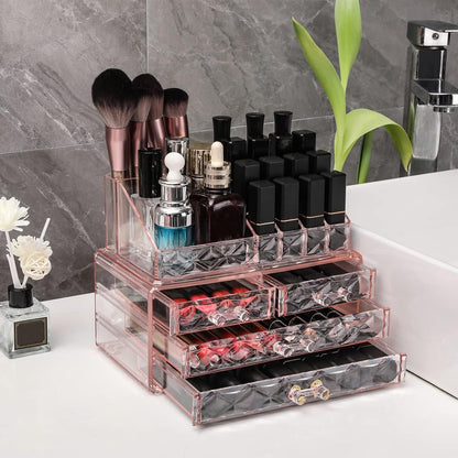 ZHIAI Stackable cosmetic organizer with drawers, easy to organize cosmetic products accessories Suitable for vanity, toilet, bathroom and bedroom organization and storage