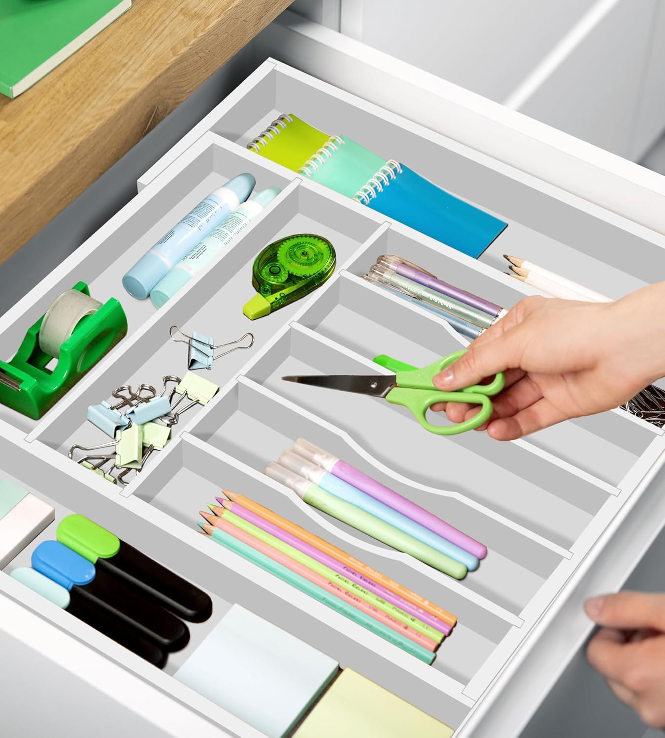 ROYAL CRAFT WOOD Luxury Bamboo Kitchen Drawer Organizer - Silverware Organizer, Utensil Holder & Cutlery Tray Drawer Dividers for Flatware (9 Slot, Natural)