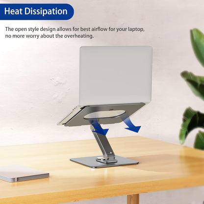 BESIGN LSX7 Laptop Stand with 360 Rotating Base, Ergonomic Adjustable Notebook Riser, Foldable Computer Holder Compatible with 10-15.6" Laptops (Black)