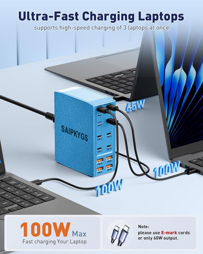 USB Charging Station (900W),12-Port USB C Charger Block with Dual 100W PD USB-C Fast Charging Station Hub for MacBook Pro/Air/All iPad Phone 17/16 15/14/13/Pro Max/Samsung Galaxy Note (Black)