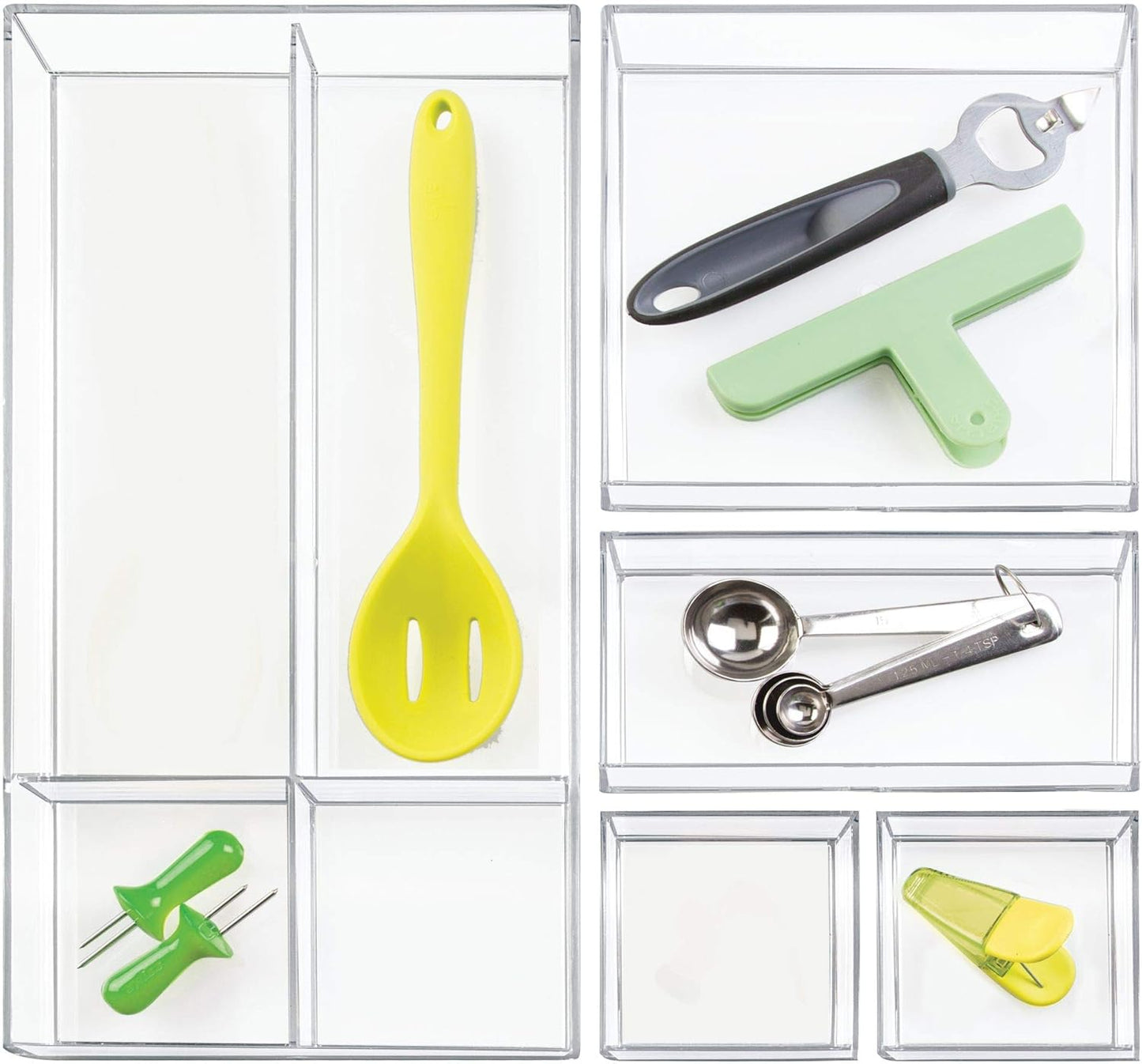 iDesign Plastic Makeup Drawer Organizer Tray - Vanity Organizer or Desk Drawer Organizer - Set of 2 - Clear