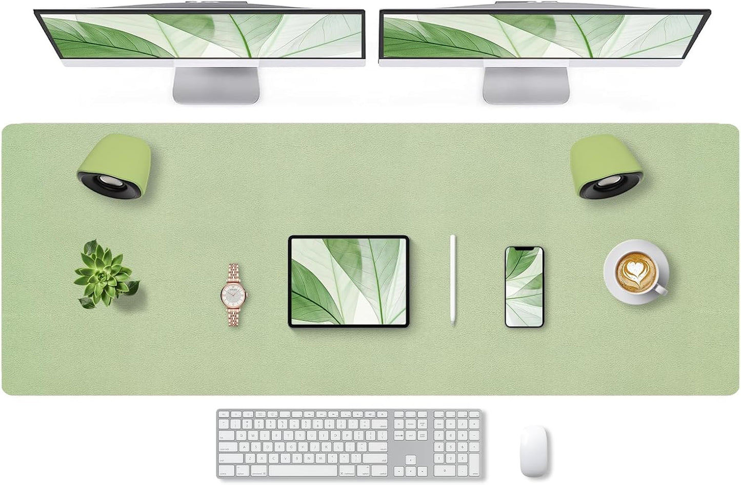 Bloss Leather Desk Pad and Keyboard Wrist Rest, Large Mouse Pad + Keyboard Pad+Mouse Wrist Support, Non-Slip Desk Mat Protector for Office, Home(31.5×15.7 Inches,Beige)