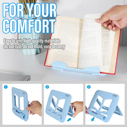 Portable Book Stand Book Holder Book Rest for Kids Reading Hands Free Cookbook Holder Textbook Stands Music Stand Lightweight Waterproof Book Stand Gifts School Supplies (Purple 11.82" *8.26")