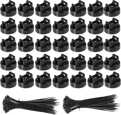 Magnetic Cable Zip Tie Mounts, 35 Pcs Magnet Bases with 200 Pcs Cable Ties, Multipurpose Wire Management Organizer for Desk PC Home Office, Adhesive-Free Cable Clips Holder