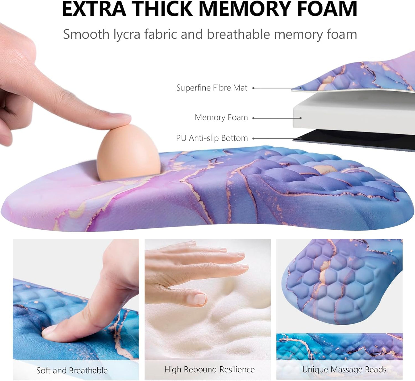 Mouse Pad Wrist Support, Laokiiy 2 in1 Keyboard Wrist Rest+ Ergonomic Mouse Pad, Non-Slip Wrist Rest for Computer Keyboard, Made Easy Typing & Relieve Wrist Pain（Banana Leaf Green）