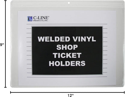 C-Line Vinyl Shop Ticket Holders, Both Sides Clear, 8.5 x 11 Inches, 50 per Box (80911)