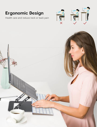 Aoviho Adjustable Laptop Stand for Desk,Portable Laptop Stand Holder and Riser,Foldable Aluminum Notebook Computer Stands for MacBook Air Pro HP Lenovo Dell Samsung Chromebook, 10-15.6 inch, Purple