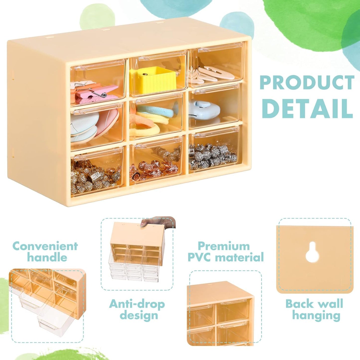 Amyhill 6 Pcs Mini Drawer Organizer Small Organizer with 9 Drawers Plastic Desktop Craft Storage Box for Office Home Room Jewelry Cosmetics Collection(White)