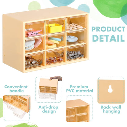 Amyhill 6 Pcs Mini Drawer Organizer Small Organizer with 9 Drawers Plastic Desktop Craft Storage Box for Office Home Room Jewelry Cosmetics Collection(White)