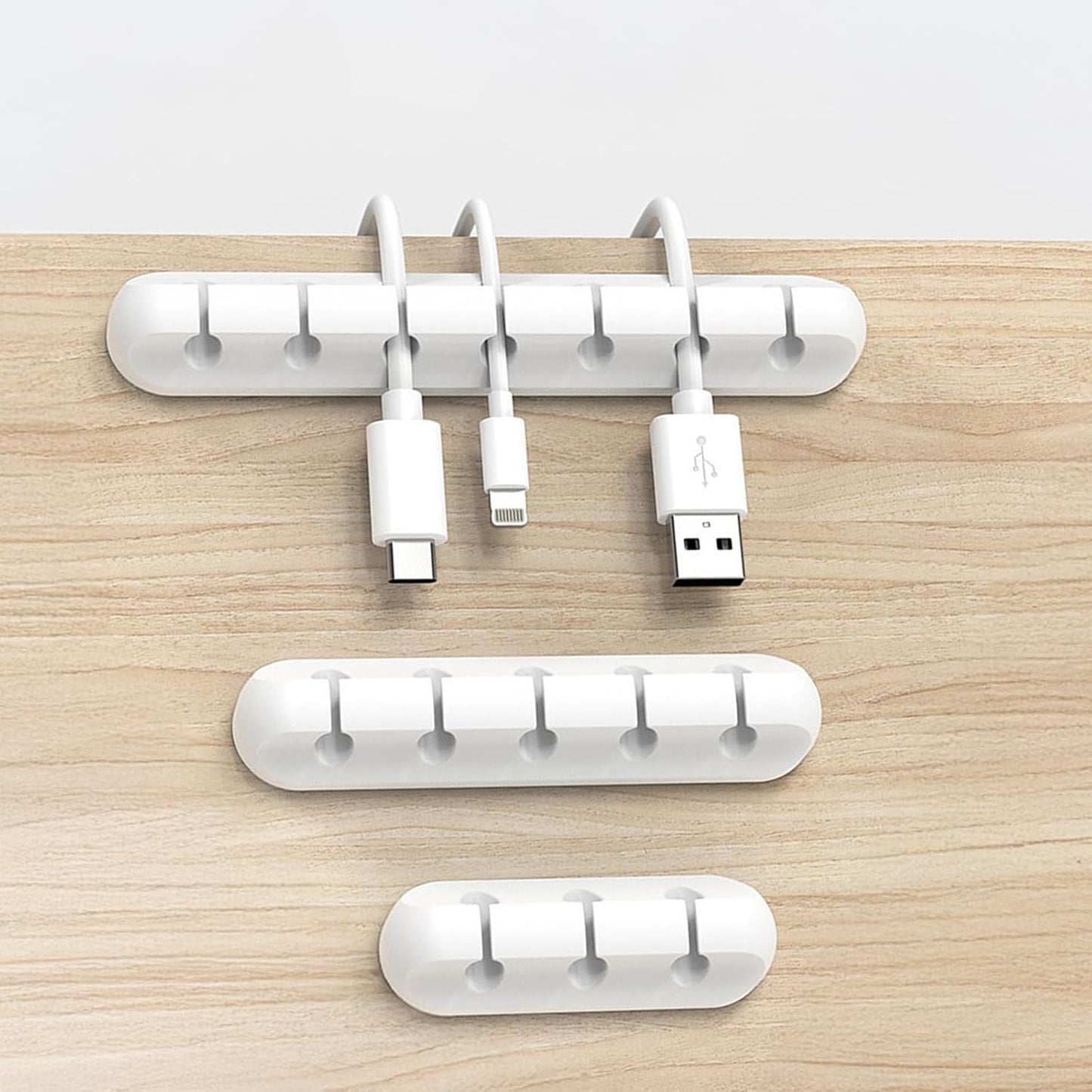 Cable Management Kit, Complete Set of 3, 5 & 7 Slots Silicone Cable Clips with 3M Adhesive - 3 Pack Cord Organizer for Desk, Home Office, Car Wire Holder