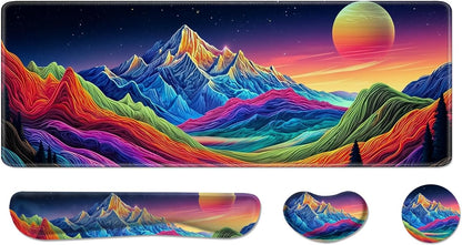 Desk Pad and Keyboard Wrist Rest, Large Mouse Pad + Keyboard Pad+Mouse Wrist Support, Non-Slip Desk Mat Protector for Office, Home 31.5×11.8 Inches Anime Dragon