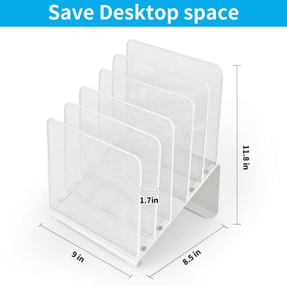 LEKETREE File Organizer for Desk, File Folder Organizer with 5-Section Vertical Rack, Suitable for Home Office Document Organization and Storage(Black)